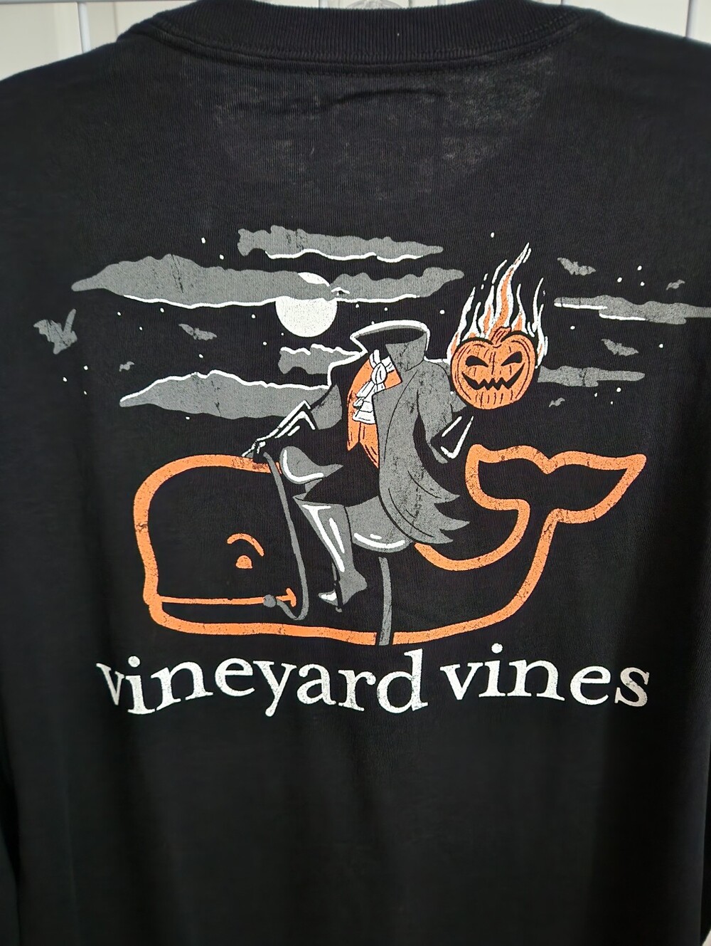 Halloween Vineyard Vines Men's Black Long Sleeve Tee with Logo NWT - Size M